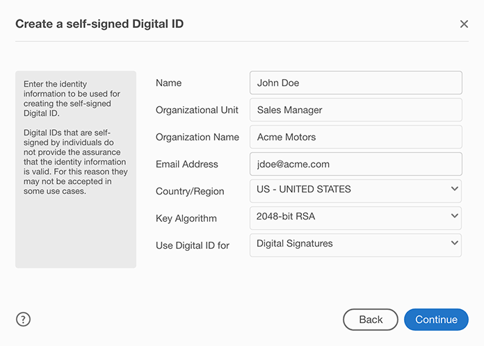 Fill out user profile